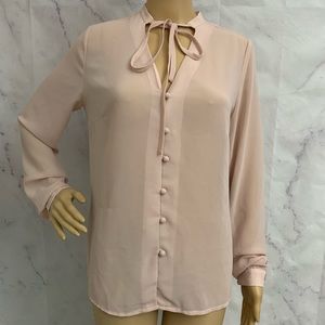 NWT Lulu’s Style Education Blush Pink Blouse